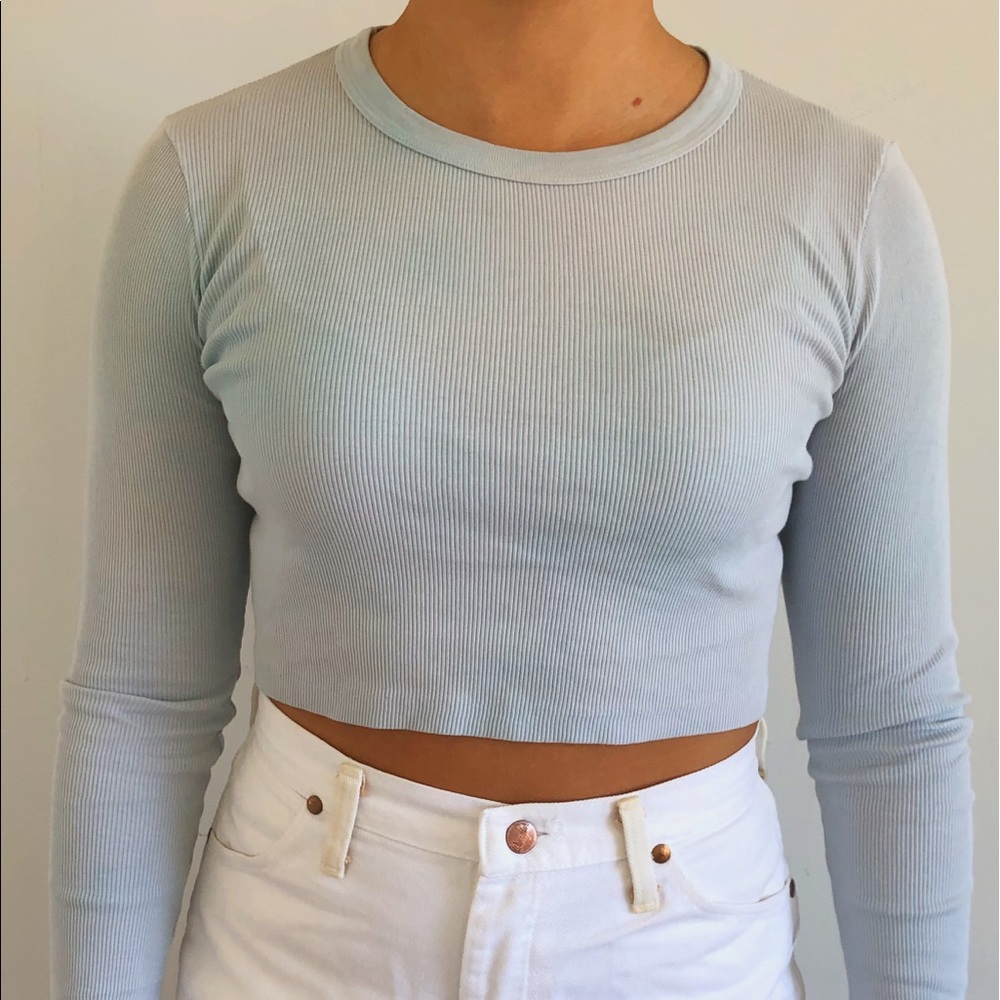 Brandy Melville light blue tie dye long sleeve top